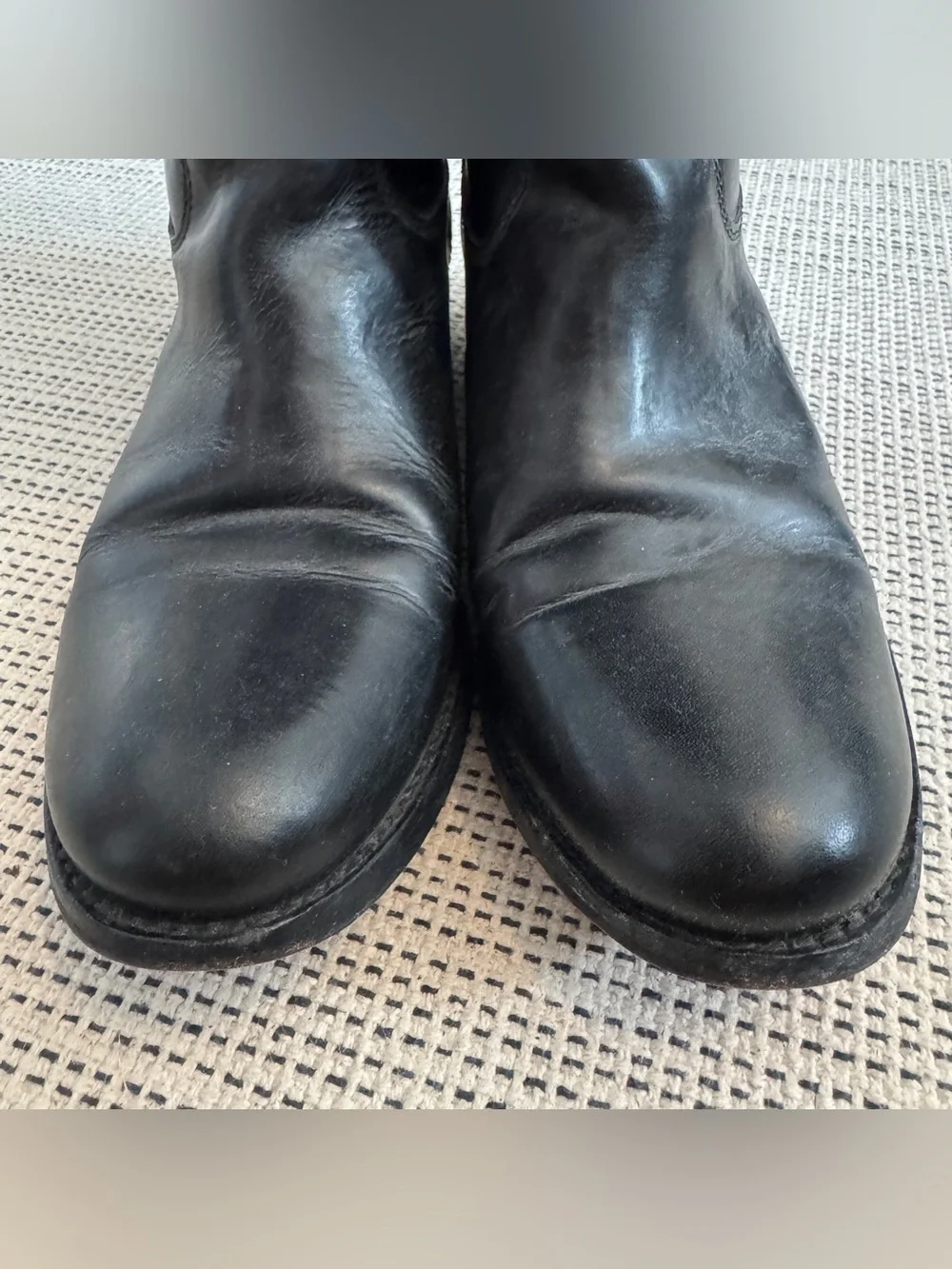 Frye Women's Black Button Tall Pull-on Riding Leather Ext. Calf Boots Sz 7B